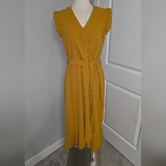 BTFBM Women's 2023 Summer Wrap V Neck Dress Ruffle Sleeve Swiss Dot Boho Sz M - Picture 13 of 16